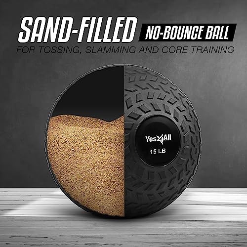 Yes4All Slam Balls, 10-40lb Medicine Ball Weight, Durable PVC Sand Filled Workout Dynamic Medicine Ball for Core Strengthen