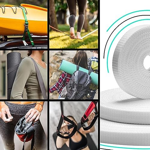 TECEUM 1" & 1.5" & 2" Webbing – 10 25 50 Yards – 40+ Colors – Heavy Duty 1 Inch 1.5 Inch 2 Inch Webbing for Climbing Outdoors Indoors Crafting DIY