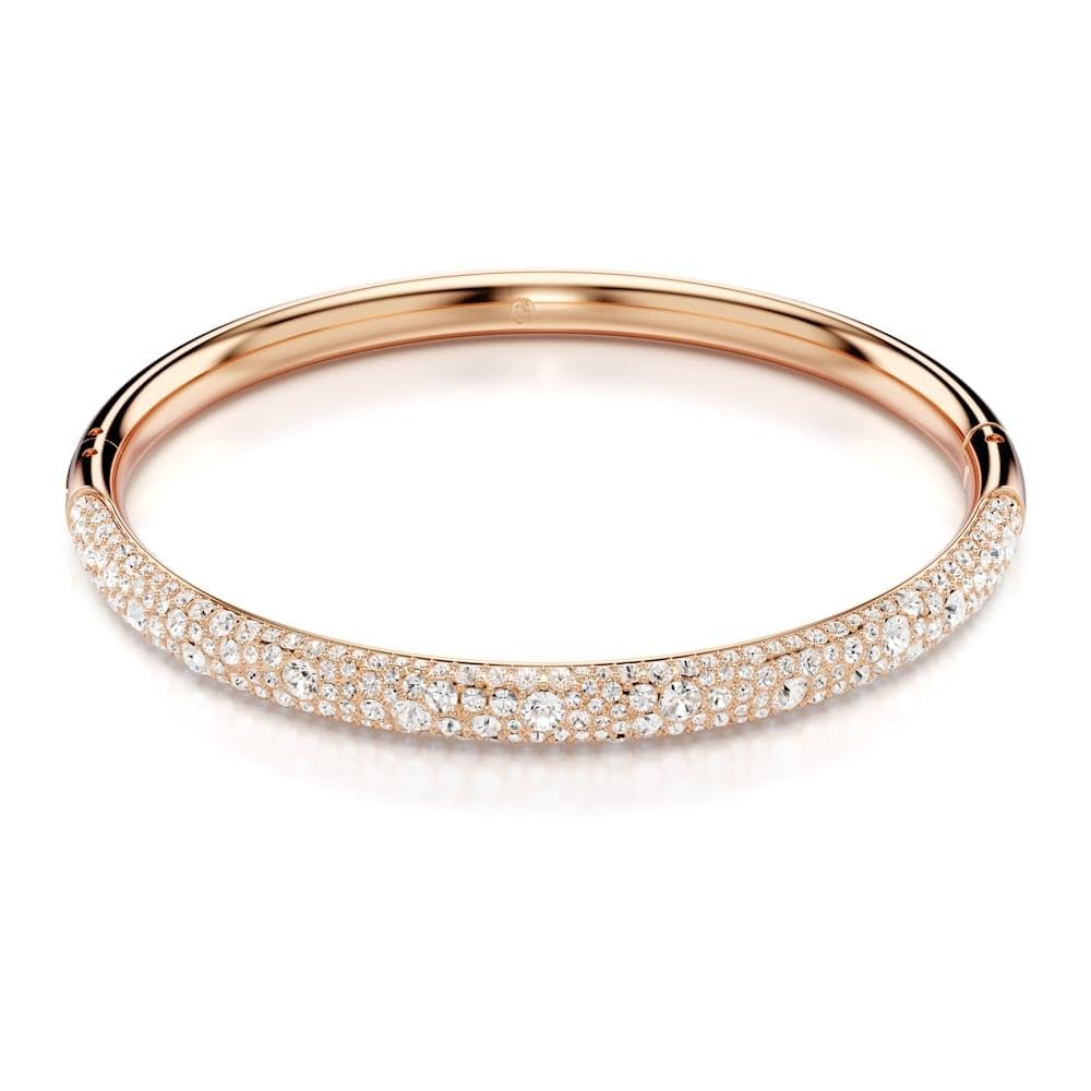 Swarovski Sublima Bangle Bracelet, Snow Pavé of Clear Round Crystals in a Rose Gold-Tone Finished Setting, Size M, Part of the Sublima Collection
