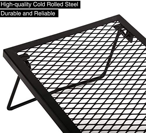 REDCAMP Folding Campfire Grill Heavy Duty Steel Grate, Portable Camp Fire Cooking Racks for Over Fire Pit