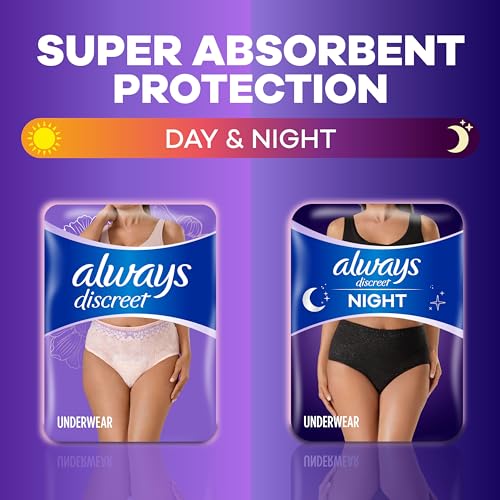 Always Discreet Adult Incontinence Underwear for Women and Postpartum Underwear, Large, Up to 100% Bladder Leak Protection, 28 Count