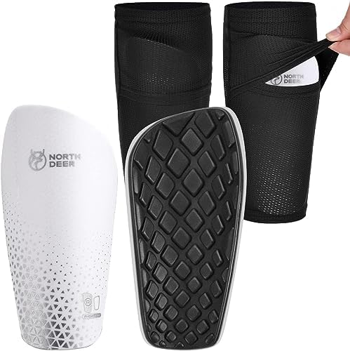 Northdeer Soccer Shin Guards for Kids Adults. Sleeves with Optimized Insert Pocket - Protective Soccer for Boys Girls Men