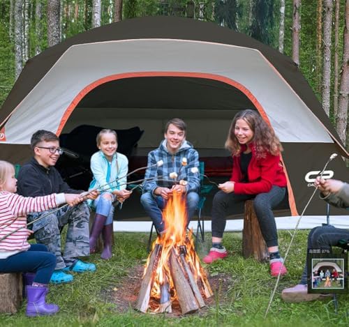 CAMPROS CP Tents for Camping 6 Person Waterproof Windproof Double Layer Family Camping Tent, Easy Setup Dome Tent with Large Mesh Windows & Wider Door for Outdoor Camping & Hiking