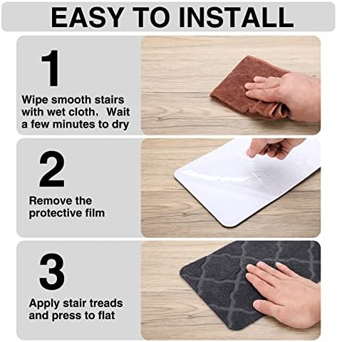 Stair Treads for Wooden Steps 15pcs - 8x30in Carpet Stairs Runner Indoor Non-Slip Stair Mats for Kids Elders and Pets