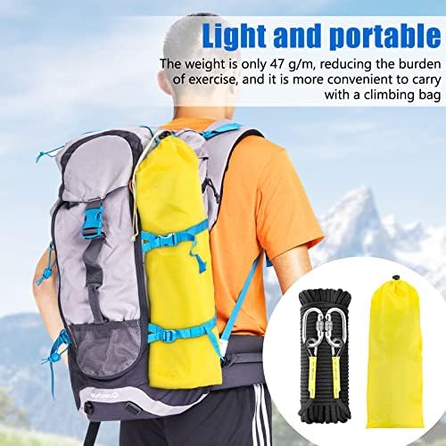 NTR Orange/Black/Blue/Green Climbing Rope 10M(32ft) 20M(64ft) 30M(96ft) 50M(160ft), 8MM Static Rock Climbing Rope with 2 Steel Hooks, Rappelling Rope for Outdoor, Hiking Safety Escape Rope