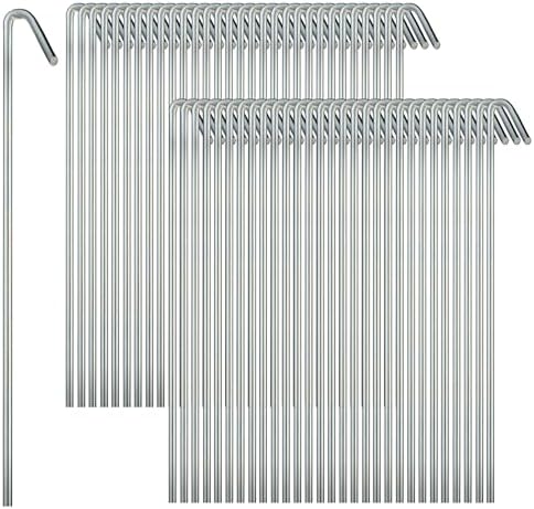 Tent Stakes Heavy Duty Metal, Galvanized Rust-Free Yard Stakes, Garden Edging Fence Hook | Tent Stakes Metal for Outdoor Camping, Tent Garden Stakes for Gardening & Canopies, Tent Pegs - by Ram-Pro