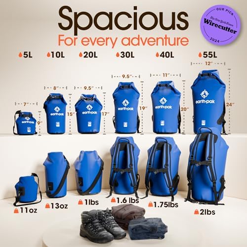 Earth Pak Waterproof Dry Bag - Roll Top Waterproof Backpack Sack Keeps Gear Dry for Kayak with Waterproof Phone Case