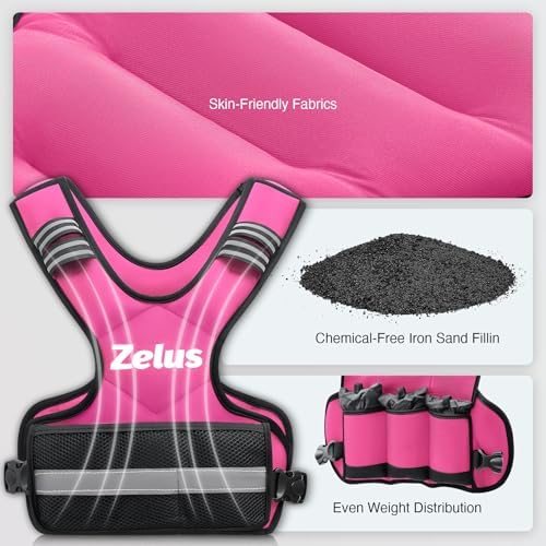 ZELUS Weighted Vest for Men and Women | 4-10lb/11-20lb/20-32lb Vest with 6 Ironsand Weights for Home Workouts | Adjustable Body Weight Vest Exercise Set for Cardio and Strength Training