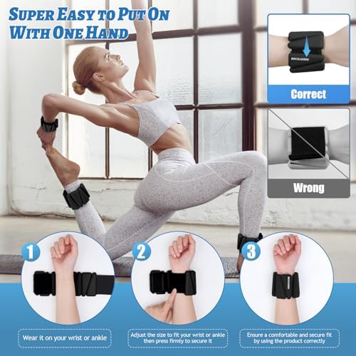 Wrist Ankle Weights Set of 2(1 lb/2 lbs Each) Adjustable Weights Training Intensity for Strength Training Walking Running Yoga Pilates Jogging for Women Men