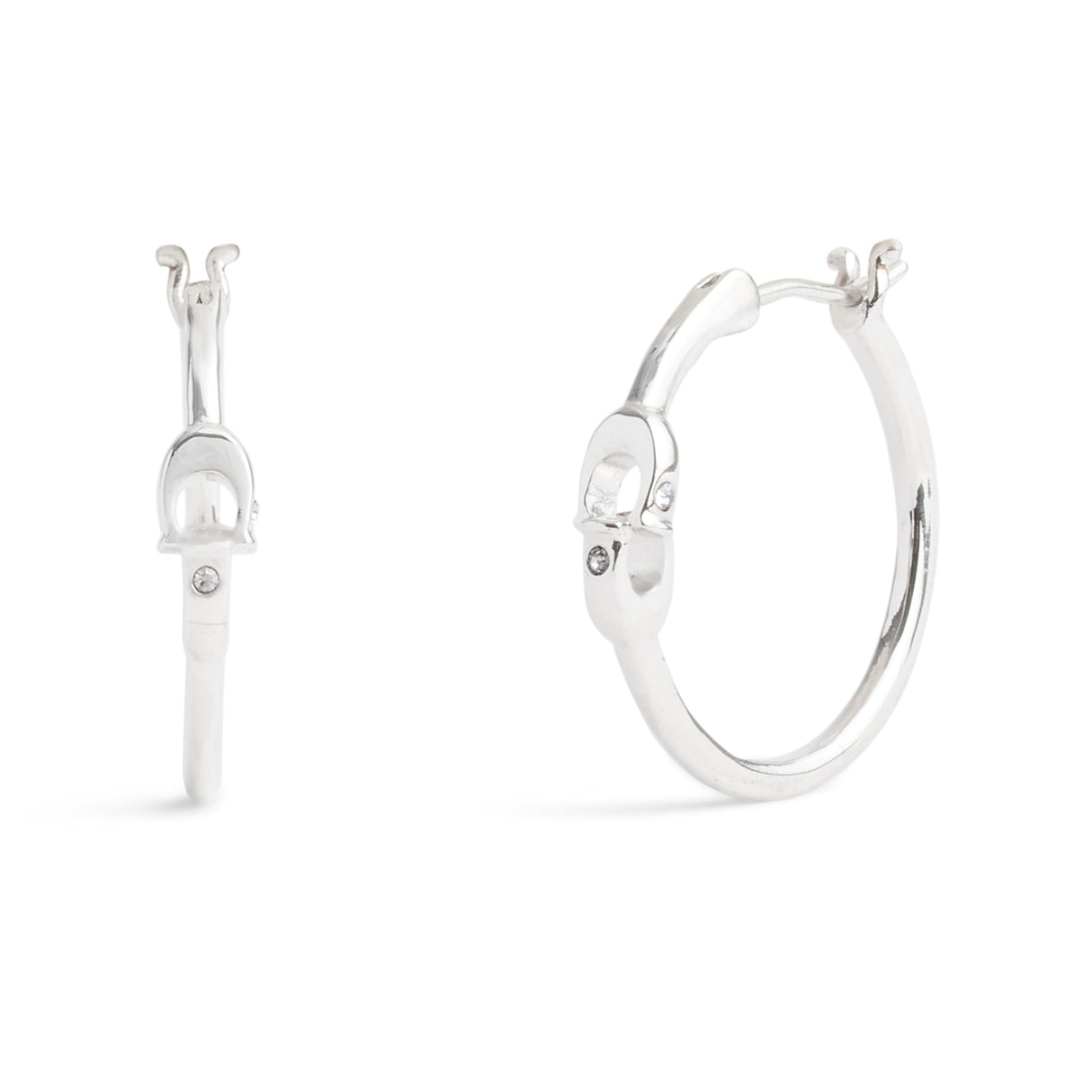 COACH Signature Hoop Earrings Rhodium One Size