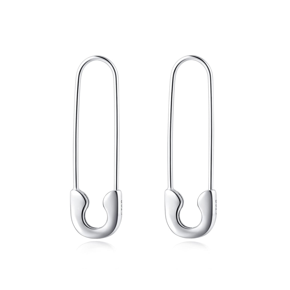SLUYNZ Solid 925 Sterling Silver Safety Pin Hoop Earrings for Women Teen Girls Minimalist 1.4" Hoop Earrings Dangle (A-Silver)