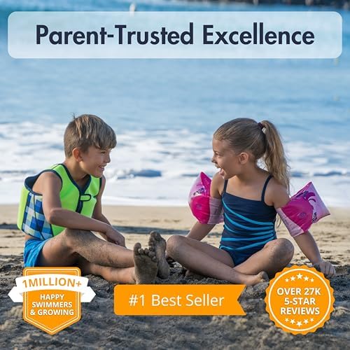 Limmys Premium Kids Swim Vest - Toddler Swim Jacket and Buoyancy Swimming Aid - Modern Design Swimming Vest for Boys, Girls and Babies - Drawstring Bag Included