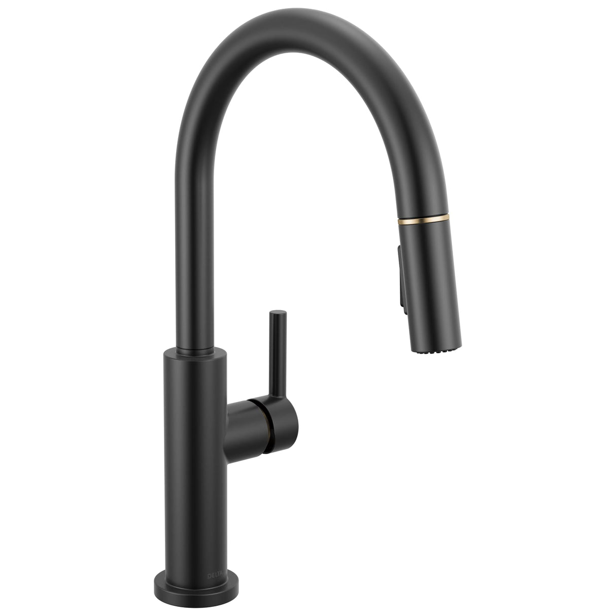 Delta Faucet Nicoli Kitchen Faucet with Pull Down Sprayer, Black and Gold Kitchen Sink Faucet, Modern Kitchen Faucet, Single Hole Kitchen Faucet, Matte Black/Champagne Bronze 19867LF-GZ
