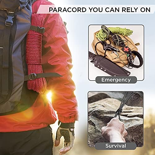 TECEUM 5/32" Paracord Rope 1000 – 1000ft / 200ft / 100ft / 50ft – Tactical Parachute Cord 4mm – 45+ Colors – Nylon String for Survival & Camping Gear – Stripe Cord for Survival – Utility Rope