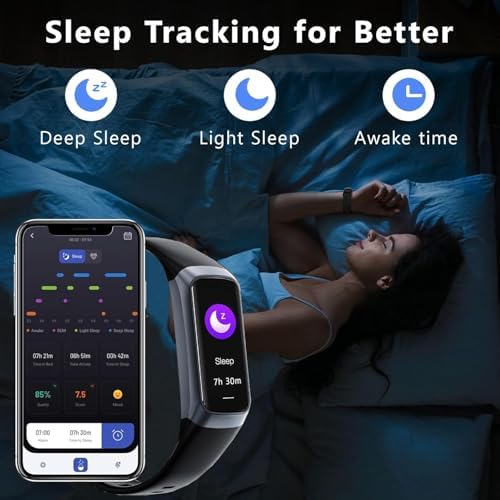 Fitness Tracker with 24/7 Heart Rate Sleep Blood Oxygen Monitor,IP68 Waterproof Smart Watch,1.10''AMOLED Touch Color Screen,Step Counter Health Activity Trackers for Women Men