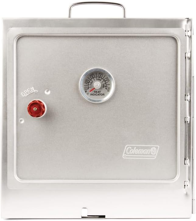 Coleman Portable Camping Oven with Built-In Thermometer & Adjustable Rack, Folds Flat for Easy Storage
