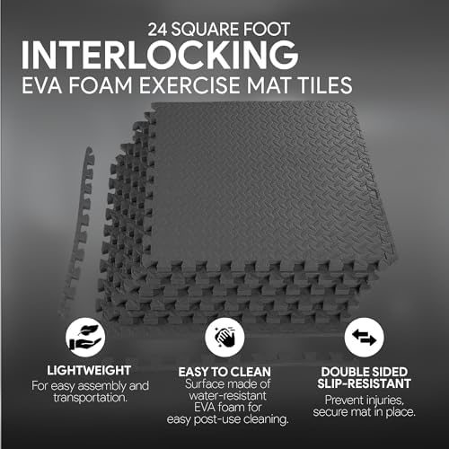 BalanceFrom Puzzle Exercise Mat with EVA Foam Interlocking Tiles for MMA, Exercise, Gymnastics and Home Gym Protective Flooring, Multiple Sizes and Colors