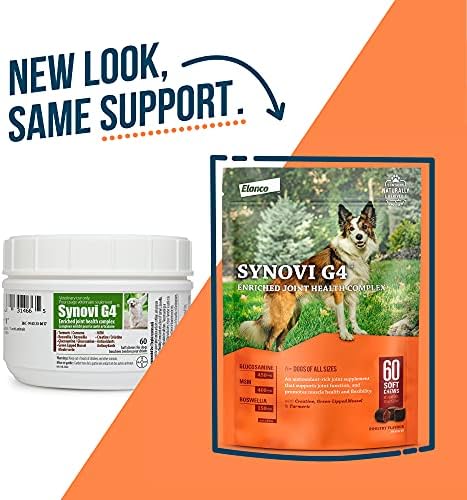 Synovi G4 Dog Joint Supplement Chews for Dogs of All Ages, Sizes and Breeds-60 Chews