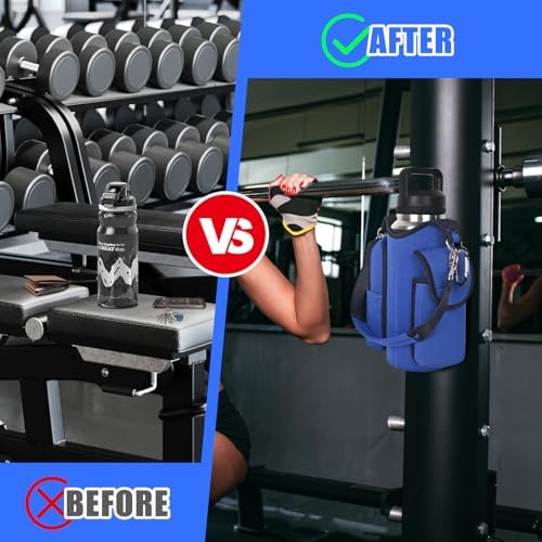 icolor Magnetic Gym Bag Water Bottle Carrier Holder with Phone Pockets & Shoulder Strap,5 Built-in Magnets Gym Bottle Pouch Sleeve,Magnetic Bag Gym Accessories Organizer for Men Women