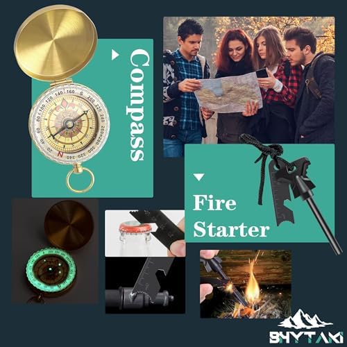 Survival Kits 37 in 1, Gifts for Men Dad Husband Valentine's Day, Emergency Survival Gear and Equipment, Camping Hiking Outdoor Adventure Cool Gadgets, Stocking Stuffers