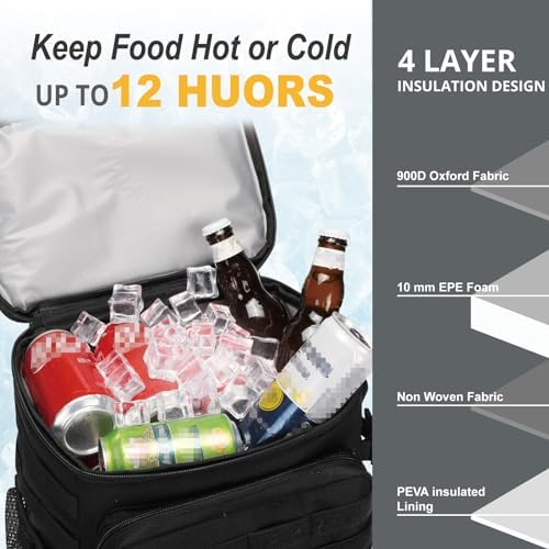 Tactical Backpack Cooler,Soft Lightweight Leakproof Cooler Backpack,Insulated Cooler Bag,Portable Soft Cooler Bag Waterproof for Beach, Travel, Camping, Picnic, Hiking