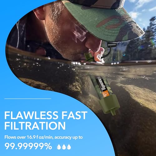 Personal Straw Water Purifier - Mini Water Filtration System, Straw Water Purification System, Portable Water Filter - Outdoor Emergency and Survival Gear for Hiking, Camping Accessories and Travel