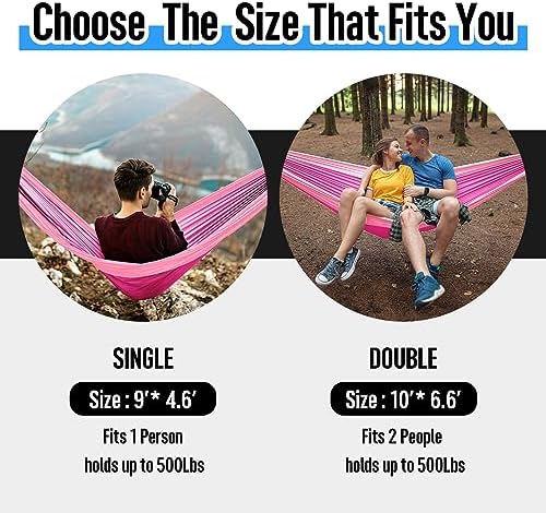 Grassman Camping Hammock Double & Single Portable Hammock with Tree Straps, Lightweight Nylon Parachute Hammocks Camping Accessories Gear for Indoor Outdoor Backpacking, Travel, Hiking, Beach