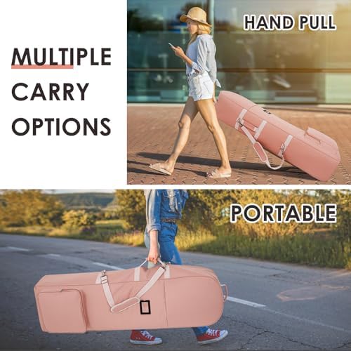 Golf Travel Bags for Airlines with Adjustable Support Rod and Detachable Shoulder Straps, Soft Foldable Golf Club Travel Covers, 900D Heavy Duty Oxford -Universal Size