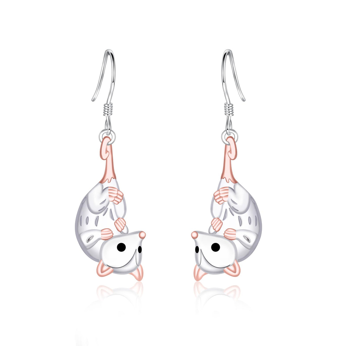 Opossum Dangle Earrings for Women - Silver Animal Earring Possum Gifts