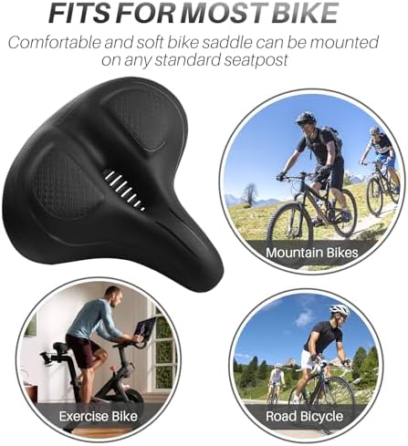 Oversized Bike Seat for Peloton Bike & Bike+, Comfort Seat Cushion Compatible with Peloton, Road or Exercise Bikes, Bicycle Wide Saddle Replacement for Men & Women, Accessories for Peloton