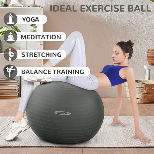 Anti-Burst and Slip Resistant Exercise Ball - Yoga, Fitness, Birthing Ball With Quick Pump, 2,000-Pound Capacity, Multiple Colors and Sizes