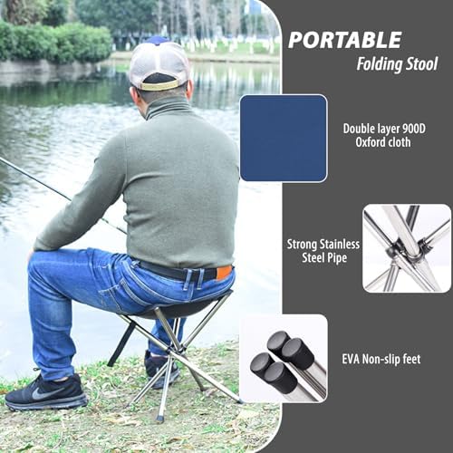 Camping Stool,Small Folding Chair,13.8" Lightweight Folding Stool Compact Backpacking Stool with Carry Bag