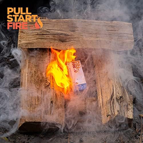 Pull Start Fire Pull String Firestarter | No Matches Required, Fire Starts in Seconds | for Campfires, Grill, Fireplace, BBQ | Lights Wet Wood, Easy to Use, Food Safe and Weather Resistant