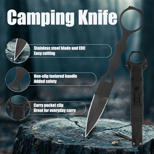 Portable Fixed Blade Knife With Sheath 440c Steel Blade Camping Knife Portable Straight Knife With Kydex Sheath With Sheath And Clip