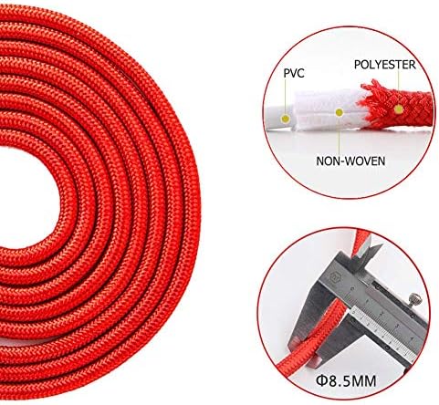 Redify Weighted Jump Rope for Workout Fitness(1LB), Tangle-Free Ball Bearing Rapid Speed Skipping Rope for MMA Boxing Weight-loss,Aluminum Handle Adjustable Length 9MM Fabric Cotton+9MM Solid PVC Rope