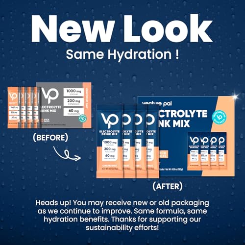 Venture Pal High Sodium Sugar Free Electrolytes Powder Packet - Hydration Packets with Vitamin, Sodium & Potassium | Zero Calories | Vegan, Keto & Paleo Friendly Electrolyte Drink Mix - 30 Sticks