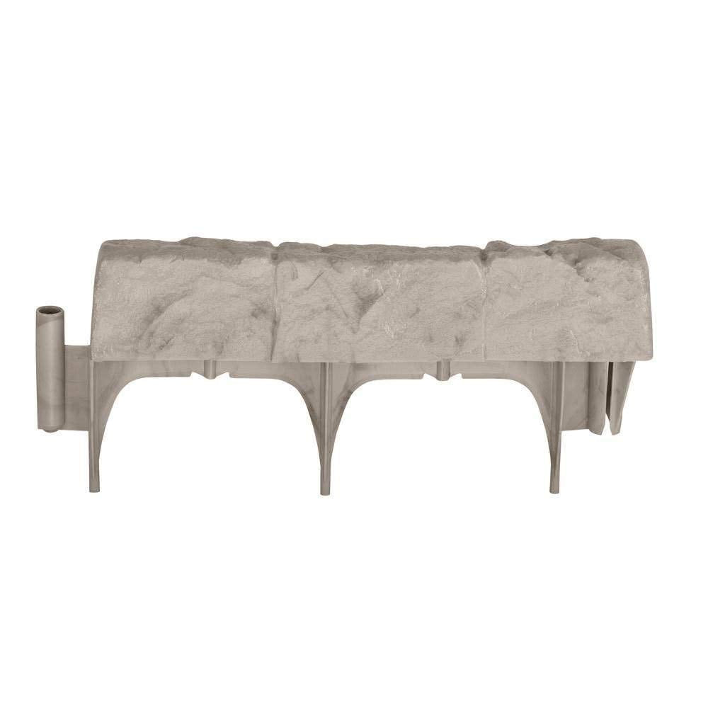 Suncast Interlocking Border Edging - Stone -Like Poly Construction for Garden, Lawn, and Landscape Edging - Water Resistant Border for Containing Trees, Flower Beds and Walkways - Light Taupe, 20