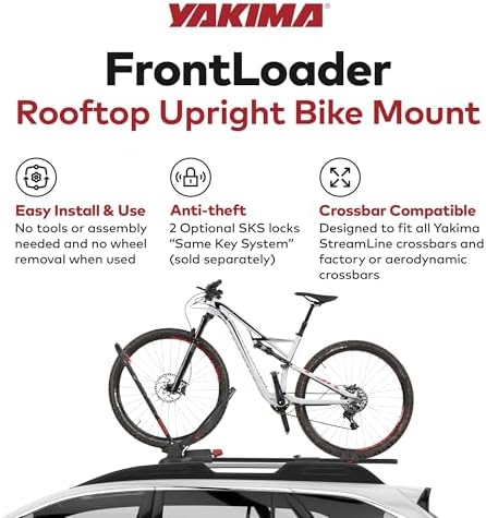 Yakima Rooftop Bike Rack Mount, Heavy-Duty Car & SUV Roof Carrier, FrontLoader, Black - Bicycle Storage Equipment and Accessories for Vehicles