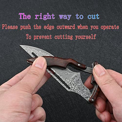 SD604A VG10 Damascus Folding Knife Pocket Knife Yellow Sandalwood Handle Mechanical Lock Outdoor Camping Survival (Suguha)