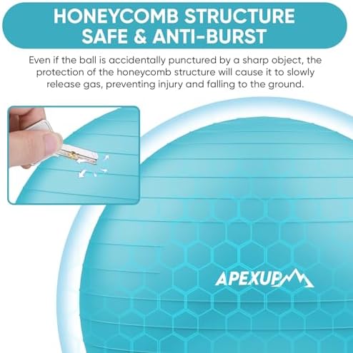 APEXUP Yoga & Pilates Ball - Anti Slip Heavy Duty Gym Ball for Fitness, Balance & Core Workout