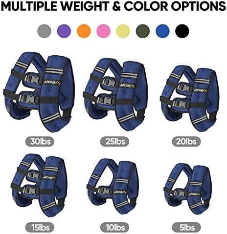 APEXUP Weighted Vest with 5lbs/10lbs/15lbs/20lbs/25lbs/30lbs Weights and Reflective Stripe, Weight Vest Men Women for Workout, Strength Training, Running