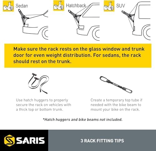 Saris Solo 1-Bike Trunk Rack - Zero Adjustments, Easy Install, 100% Recyclable Plastic Frame and Non-Rusting Material, Compact Solo Trunk Mounted Bicycle Rack