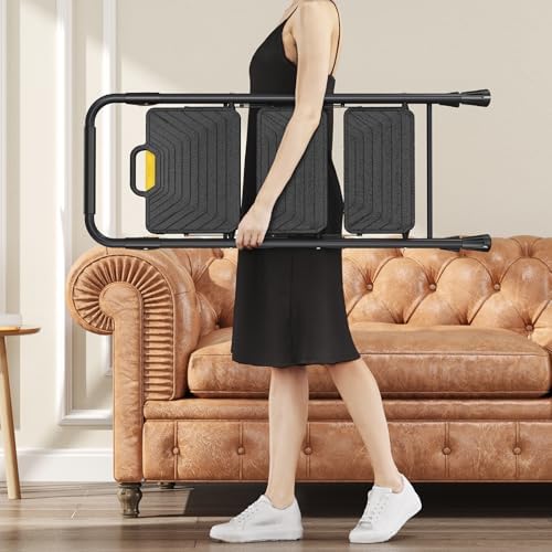 KINGRACK 3 Step Ladder, Sturdy Steel Step Stool with Anti-Slip Wide Pedals, Handrail, Safe-Lock Design, Pass 800lbs Load Testing, Folding Portable Ladder for Multi-Purpose, Home, Kitchen, Black