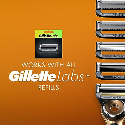 Gillette Labs Heated Razor Gold Edition - 1 Handle, 5 Blade Refills, 1 Charging Dock