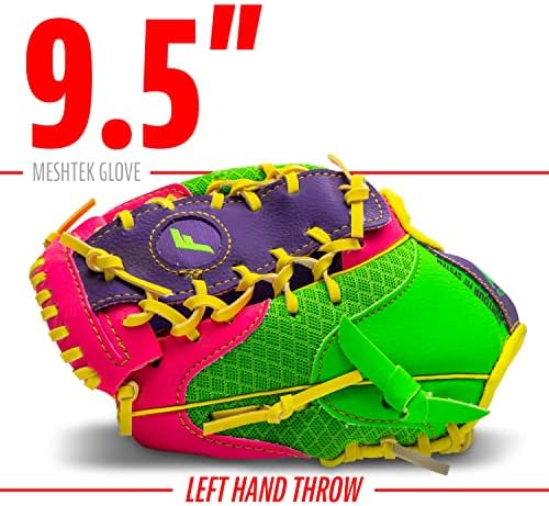 Franklin Sports Kids Baseball Glove + Ball Sets - Meshtek Youth Teeball Gloves for Kids + Toddlers - Left + Right Hand Throw Mitts + Glove Sets with Foam Balls - Boys + Girls Gloves - 9.5" Inch