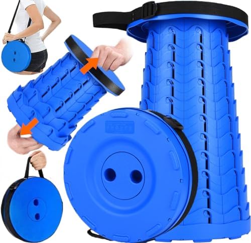 Fishboy Upgraded Collapsible Stool, 400lbs Max Weight, Lightweight But Sturdy, Portable Retractable Folding Telescoping Foldable Camping Stool for Adults Outdoor Fishing Hiking Gardening Travel BBQ