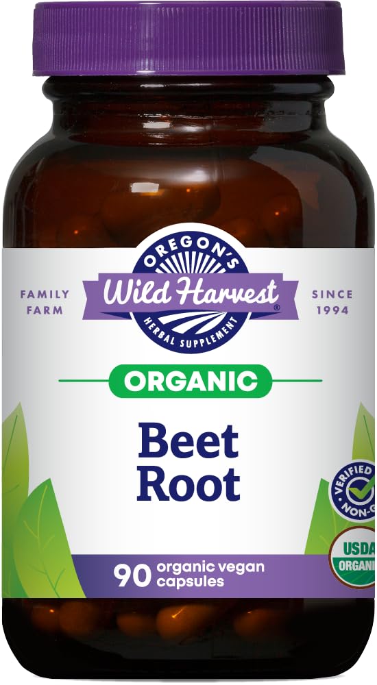 Oregon's Wild Harvest Organic Beet Root Capsules – 90 Vegan Capsules – USDA Certified Organic Beet Root Powder – Non-GMO, Gluten-Free, Dairy-Free, Soy-Free – Grown in North America – Made in The USA