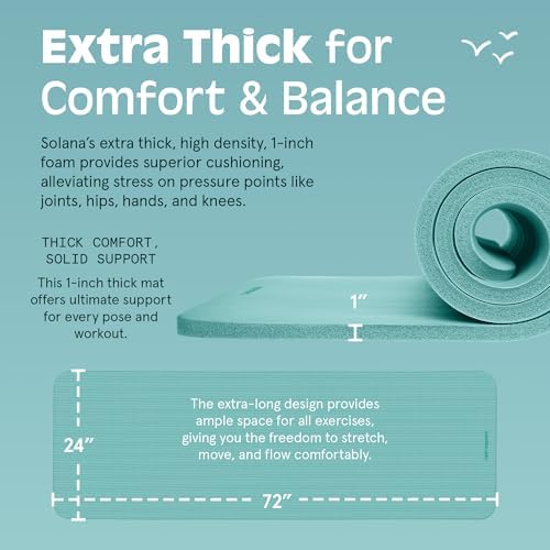 Retrospec Solana Yoga Mat 1" Thick With Nylon Carry Strap for Men & Women - Non Slip Exercise Mat for Home Yoga, Pilates, Stretching, Floor & Fitness Workouts