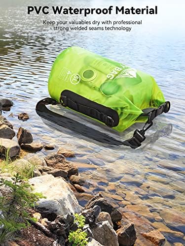 HEETA Dry Bag Waterproof for Women Men, 5L/10L/20L/30L/40L Roll Top Lightweight Dry Storage Bag Backpack with Phone Case for Travel, Swimming, Boating, Kayaking, Camping & Beach, 11 Transparent Colors