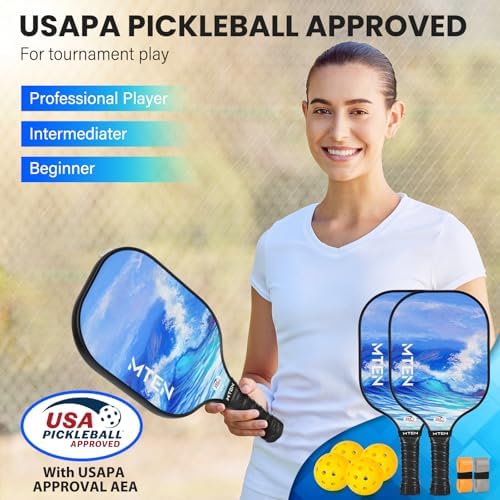 Pickleball Paddles, USAPA Approved Fiberglass Surface Pickleball Set with Pickleball Rackets, Pickleball Paddles Set for Men Women